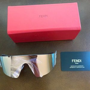 FENDI Mirrored Crystal Embellished Freedom Shield Sunglasses FF 0382/S Pink